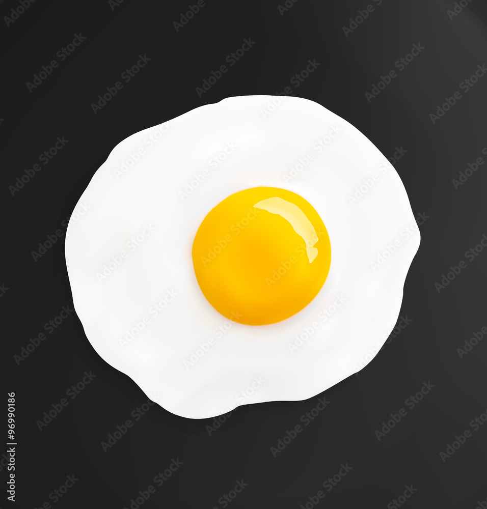 Fried egg on black background. Vector illustration Fried egg on black background. Vector illustration
