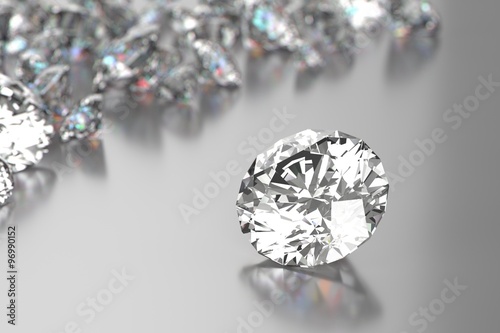 Luxury diamonds on white backgrounds