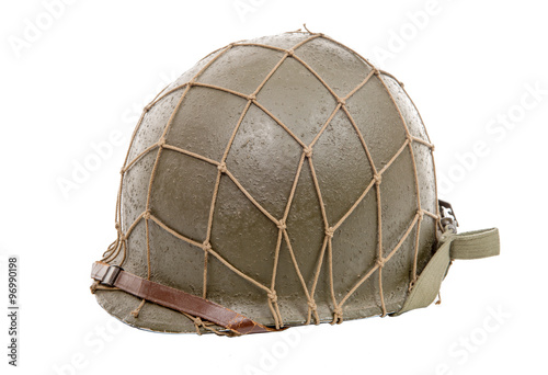 ww2 US military helmet isolated on a white background photo