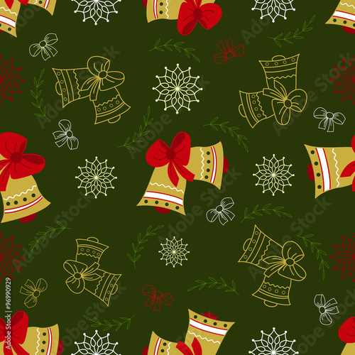 Cute seamless doodle pattern with Christmas bell. Christmas and New Year wallpaper  background  textile  wrapper.