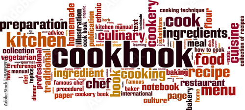 Cookbook word cloud concept. Vector illustration