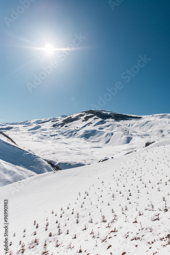 Winter mountains in Gusar region of Azerbaijan photo