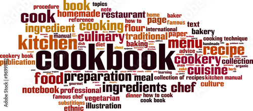 Cookbook word cloud concept. Vector illustration