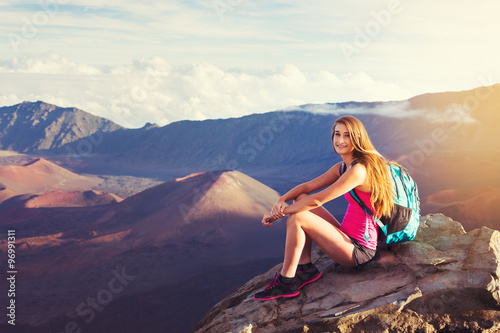 Wallpaper Mural Woman hiker in the mountains enjoying the outdoors Torontodigital.ca