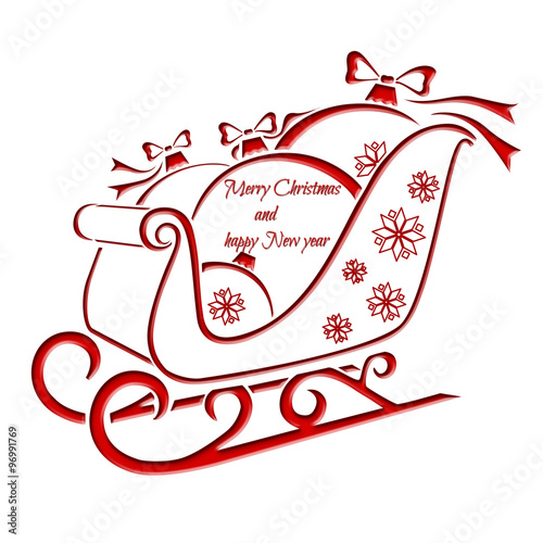  Christmas sleigh with Christmas ball - greeting card