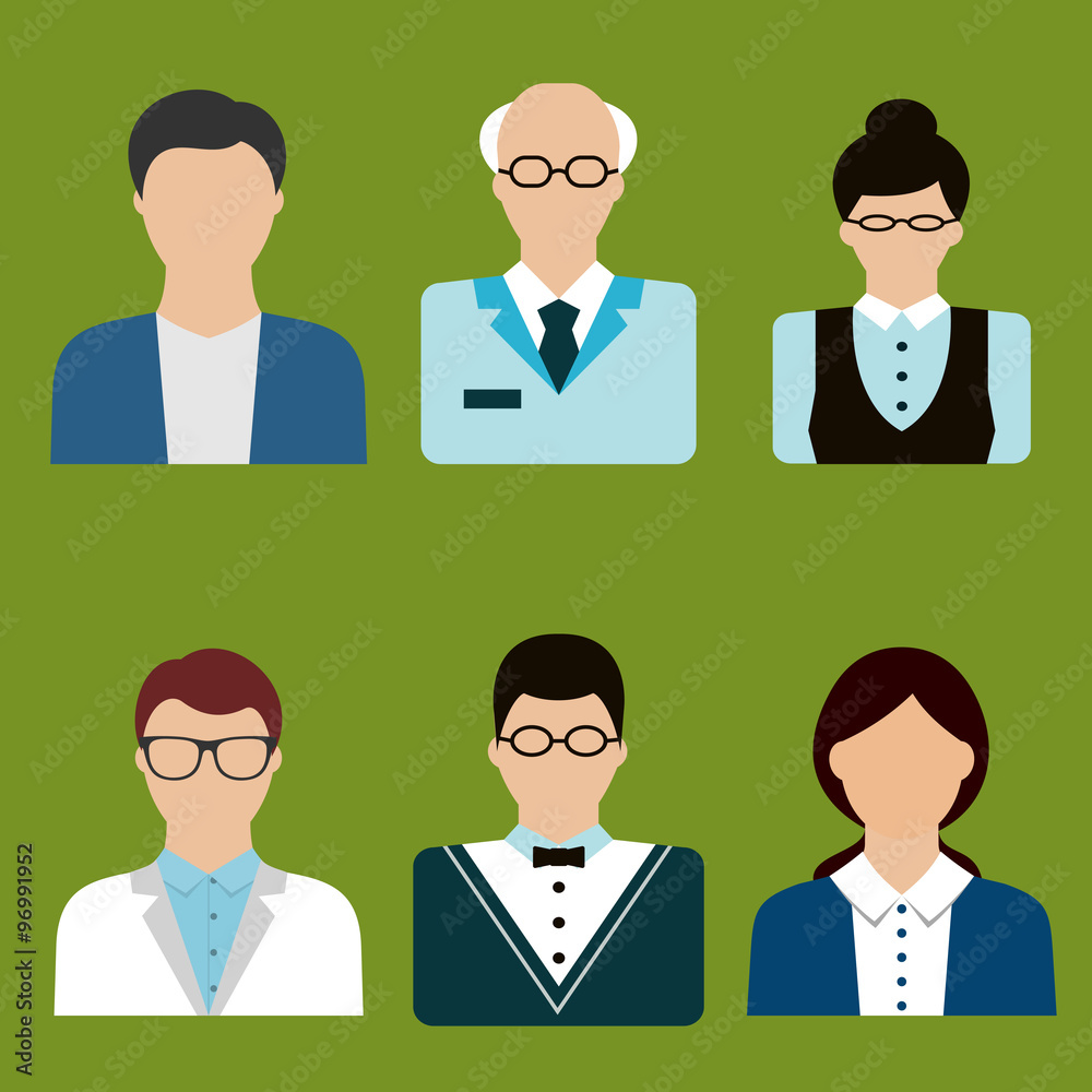 Teacher profession avatars and icons in flat style Teacher profession avatars and icons in flat style