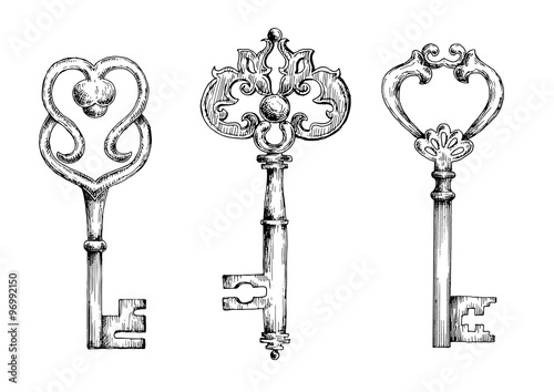 Sketches of vintage keys or skeletons