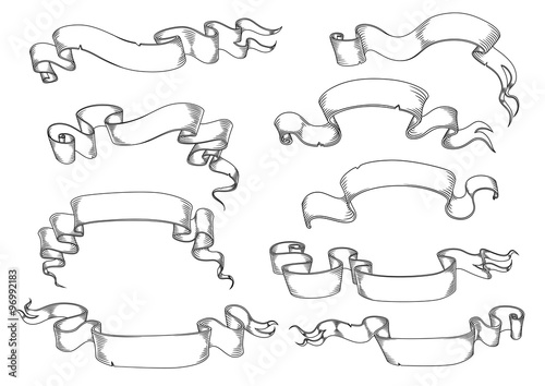 Antique papaer scrolls and ribbon banners