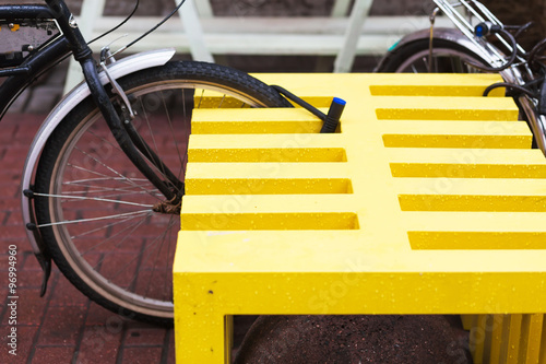 Bicycle lock is connected to the stand
