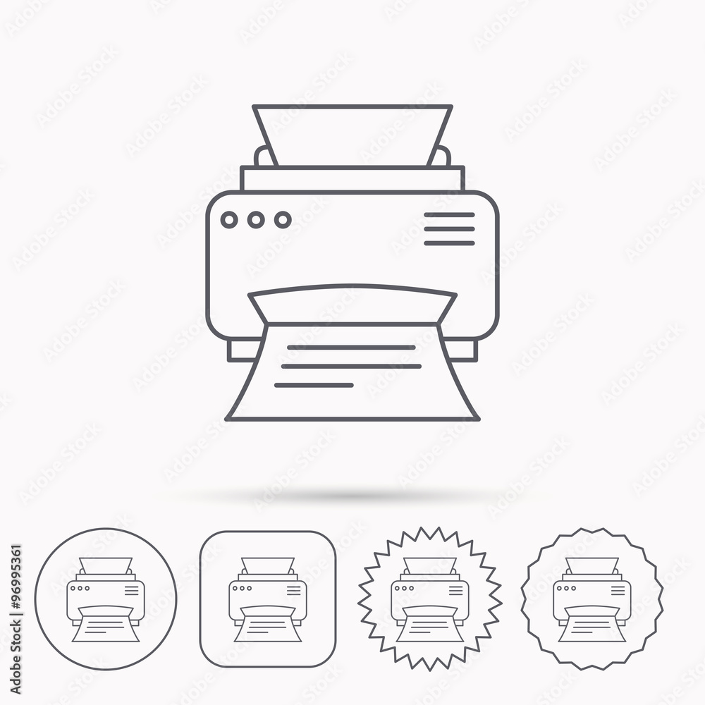 Printer icon. Print document technology sign. Printer icon. Print document technology sign.
