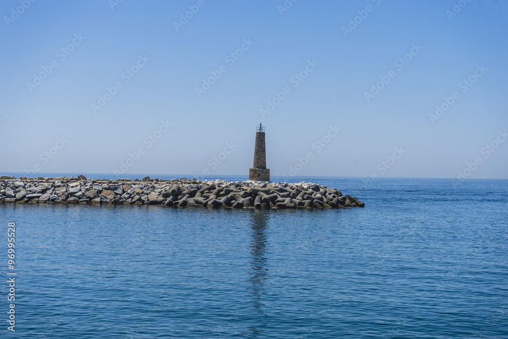 ocean lighthouse tower at the seaside of Marbella in Spain