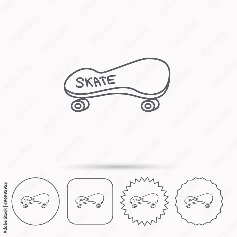 Fototapeta premium Skateboard icon. Skating sport sign.