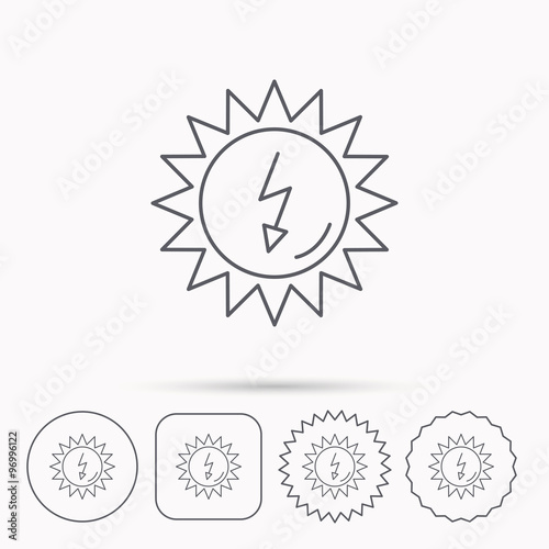 Solar energy icon. Ecological resources sign.