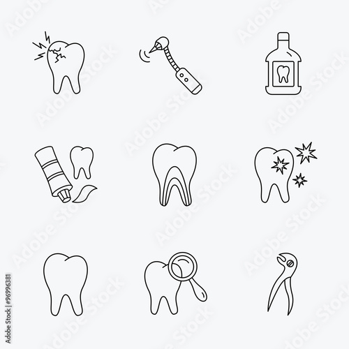 Tooth, stomatology and toothache icons.