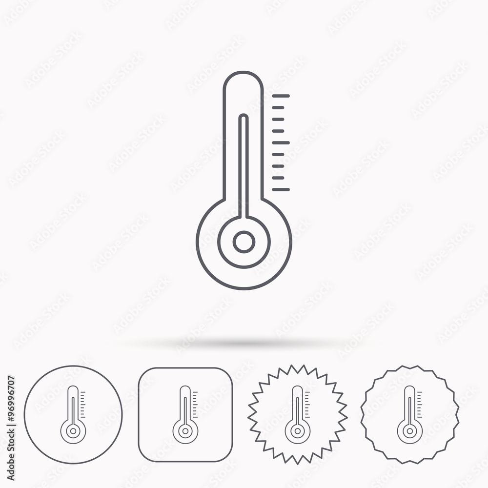 Thermometer icon. Weather temperature sign. Thermometer icon. Weather temperature sign.
