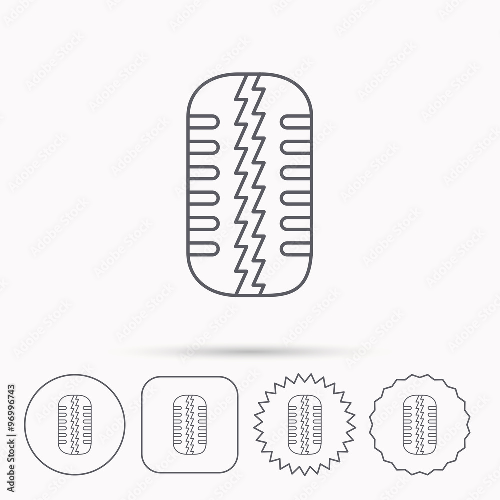 Tire tread icon. Car wheel sign. Tire tread icon. Car wheel sign.
