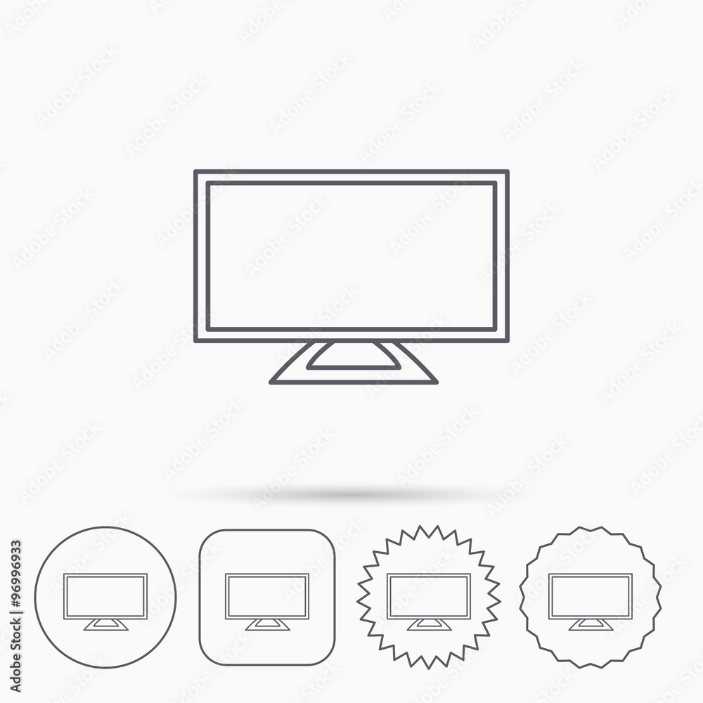 Lcd tv icon. Led monitor sign.