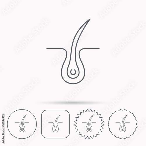 Trichology skin icon. Dermatology hair sign.