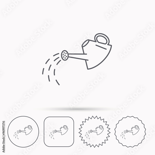 Watering can icon. Gardener equipment sign.