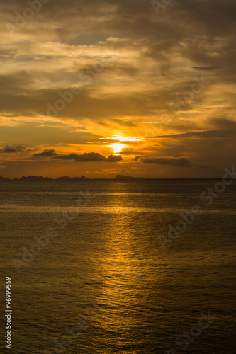 Beautiful sunset on the beach in island Koh Phangan, Thailand. © OlegD