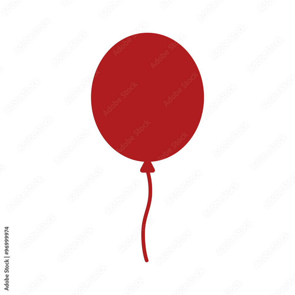 Red balloon with string flat icon Stock Vector