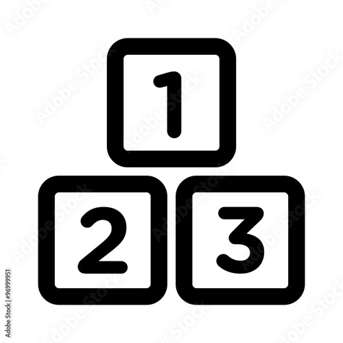 123 preschool learning blocks line art icon for apps and websites