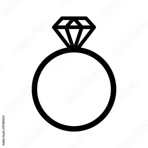 Diamond engagement ring line art icon for websites
