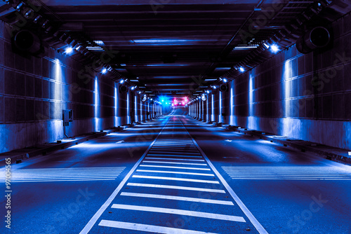 abstract tunnel with blue light