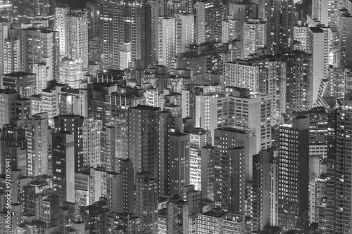 Aerial view of Hong Kong City in black and white © leeyiutung