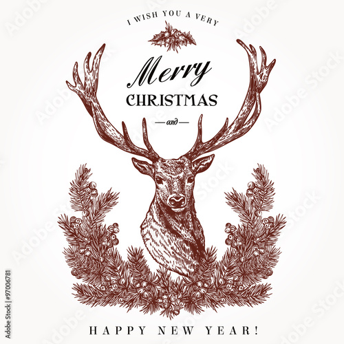 Christmas card with a deer.