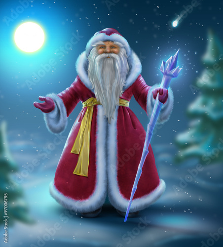 Russian Santa Claus in the woods