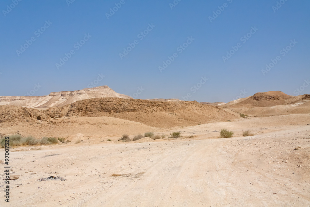 View on Judean desert landscape not far from Metzoke Dragot village. 
