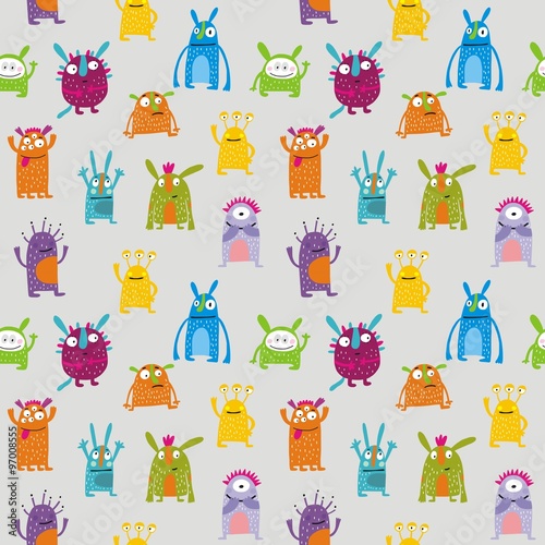 Funny monster seamless vector pattern
