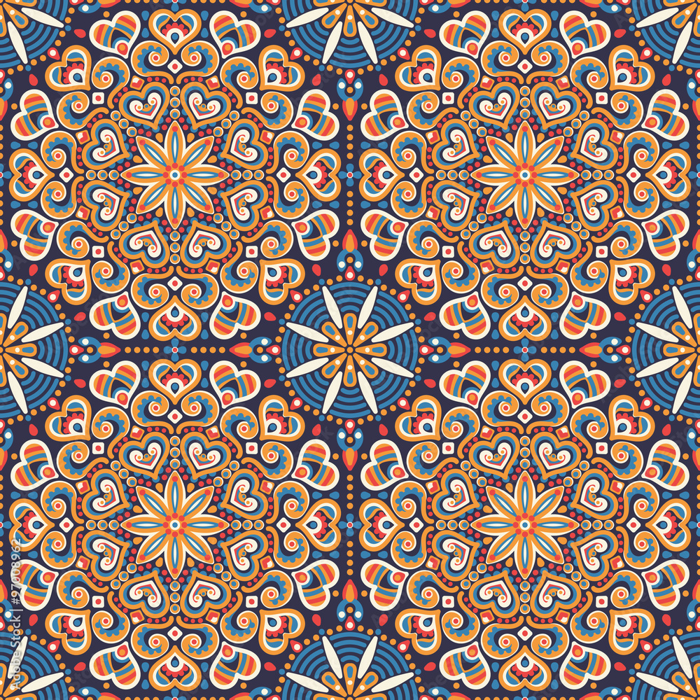 Ethnic floral seamless pattern