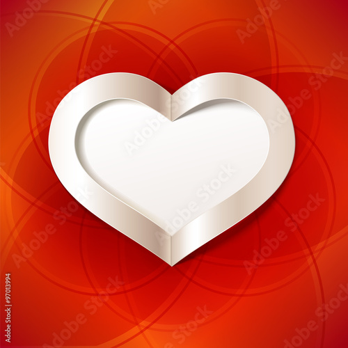 Red Valentine's Day background with white heart. Editable blend options.