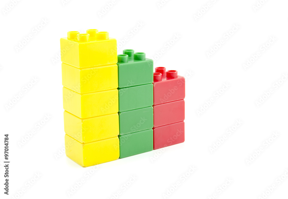 Obraz premium plastic building blocks isolated on white background