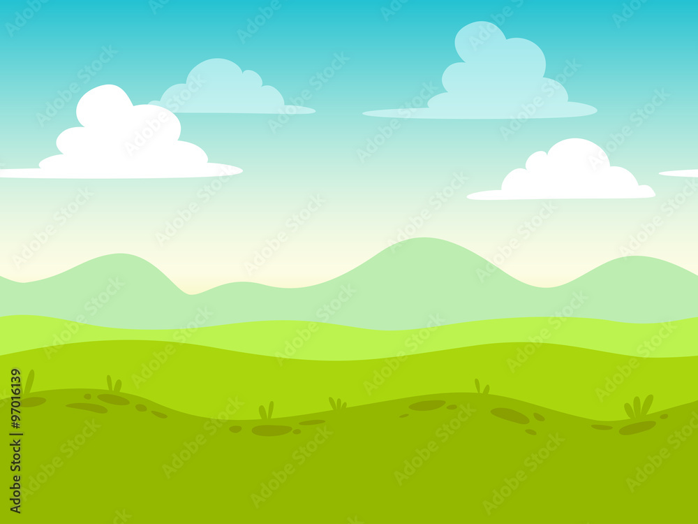 Cartoon flat seamless landscape
