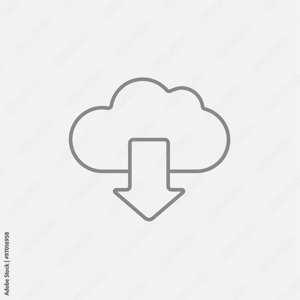 Cloud with arrow down line icon. Cloud with arrow down line icon.