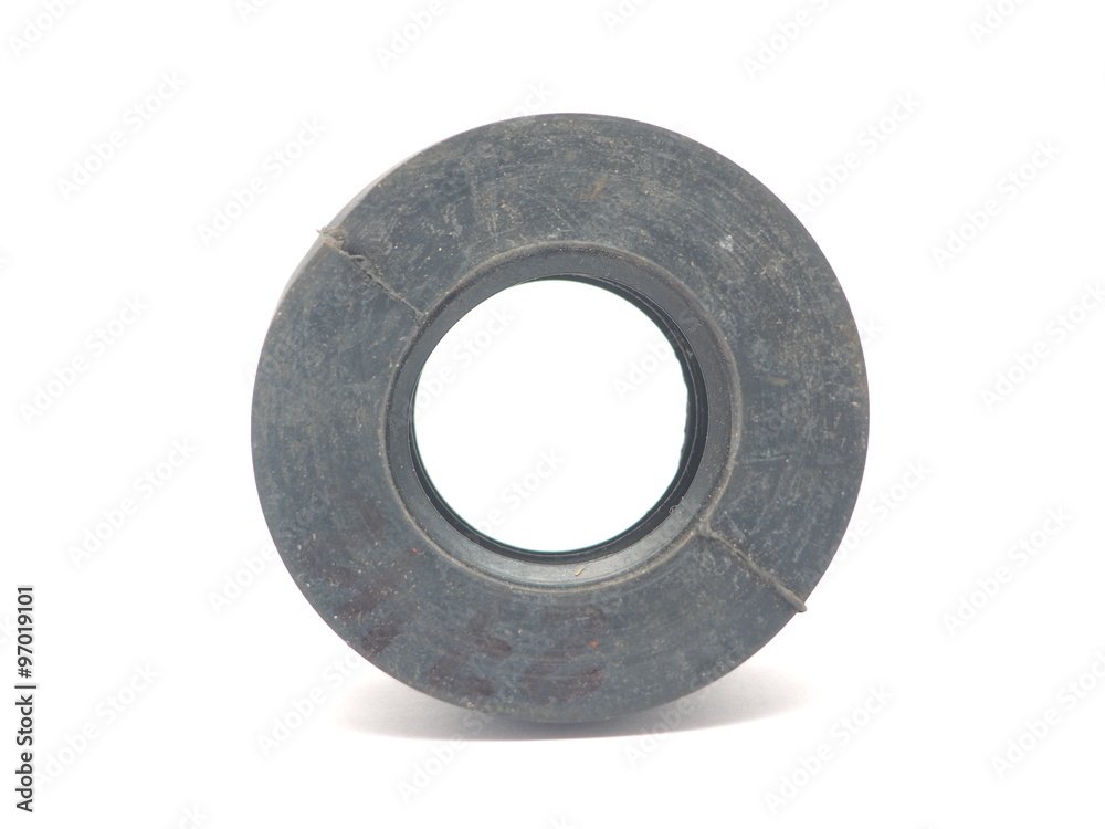 black rubber plumbing collar on a white background black rubber plumbing collar on a white background