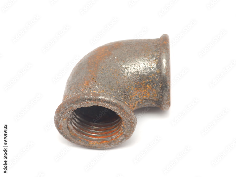 Area metal pipe on a white background