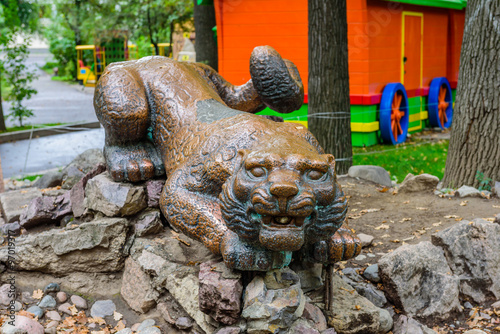 Tiger sculpture in a city Park Gorkogo, Almaty, Kazakhstan. photo