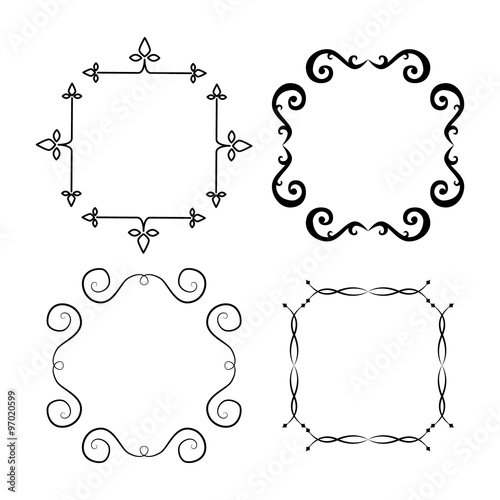 Set of vector borders. Can be used for monograms, greeting cards
