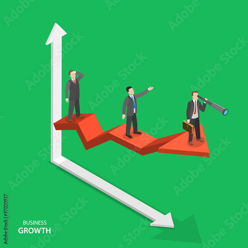 Business growth isometric vector concept.