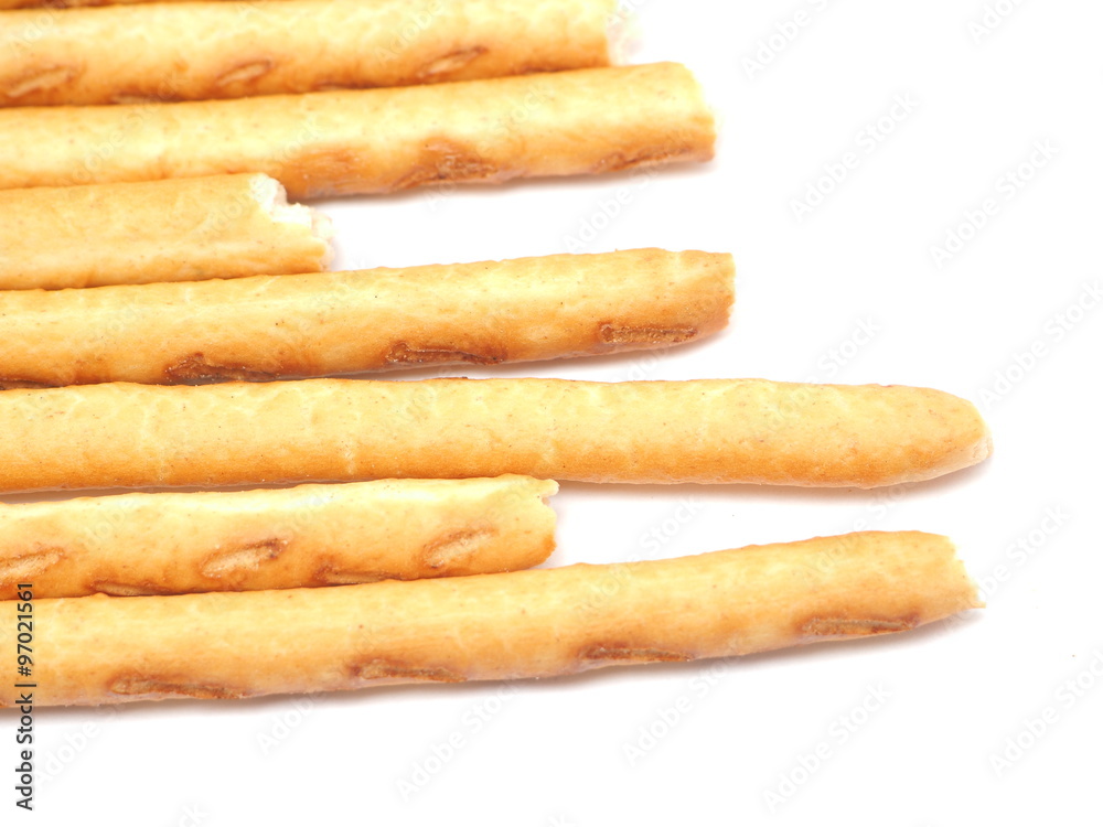 sweet flour straws on a white background sweet flour straws on a white background