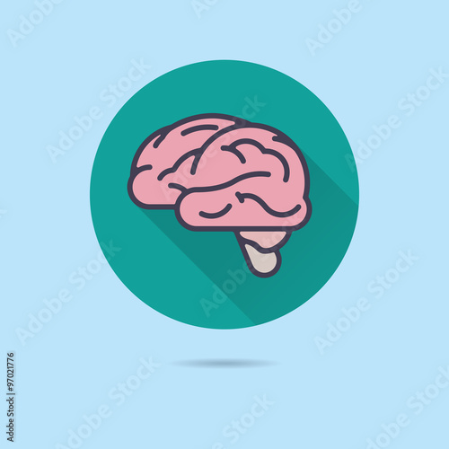 human brain flat design vector icon photo
