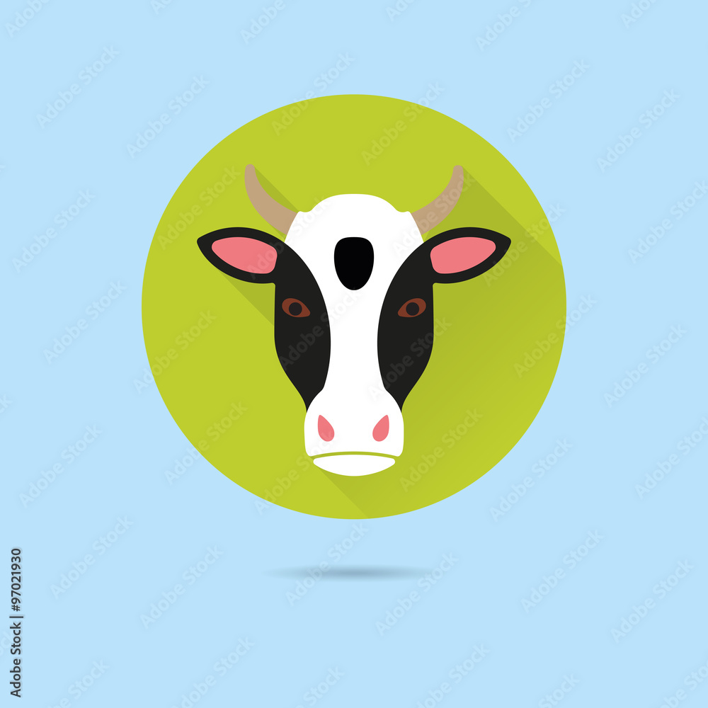 Cow Flat Design Vector Icon