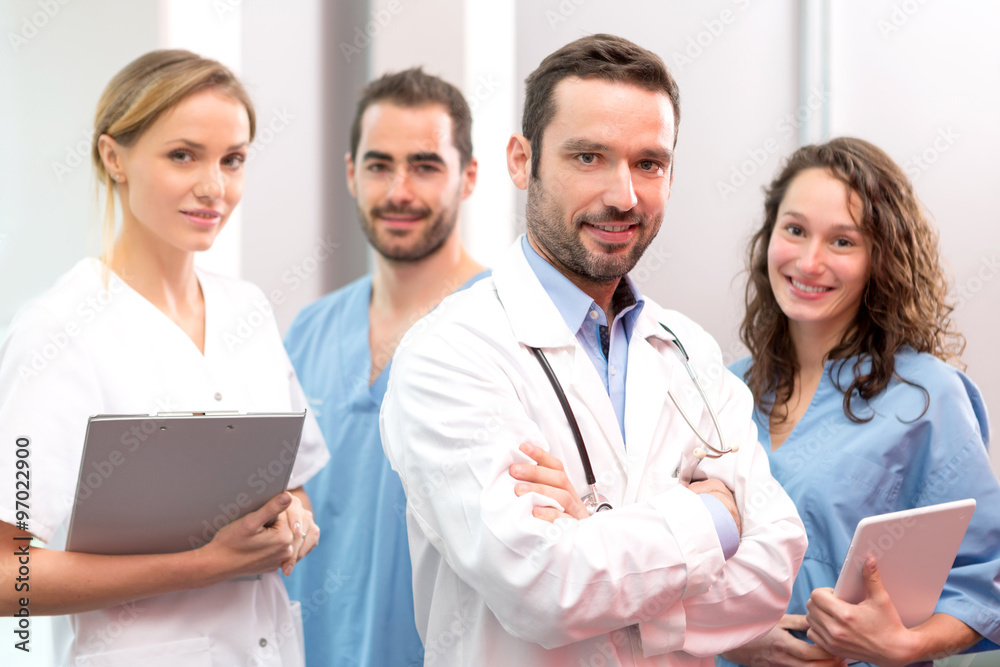 Medical team working at the hospital all together Medical team working at the hospital all together