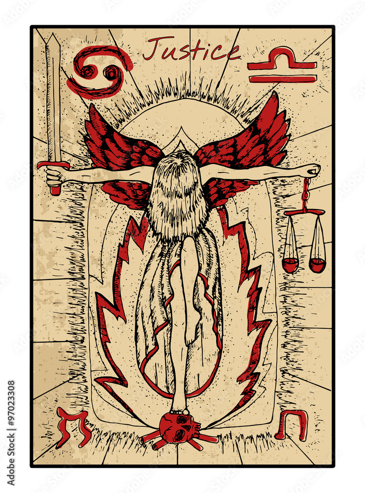 Obraz premium The tarot card in color. Justice