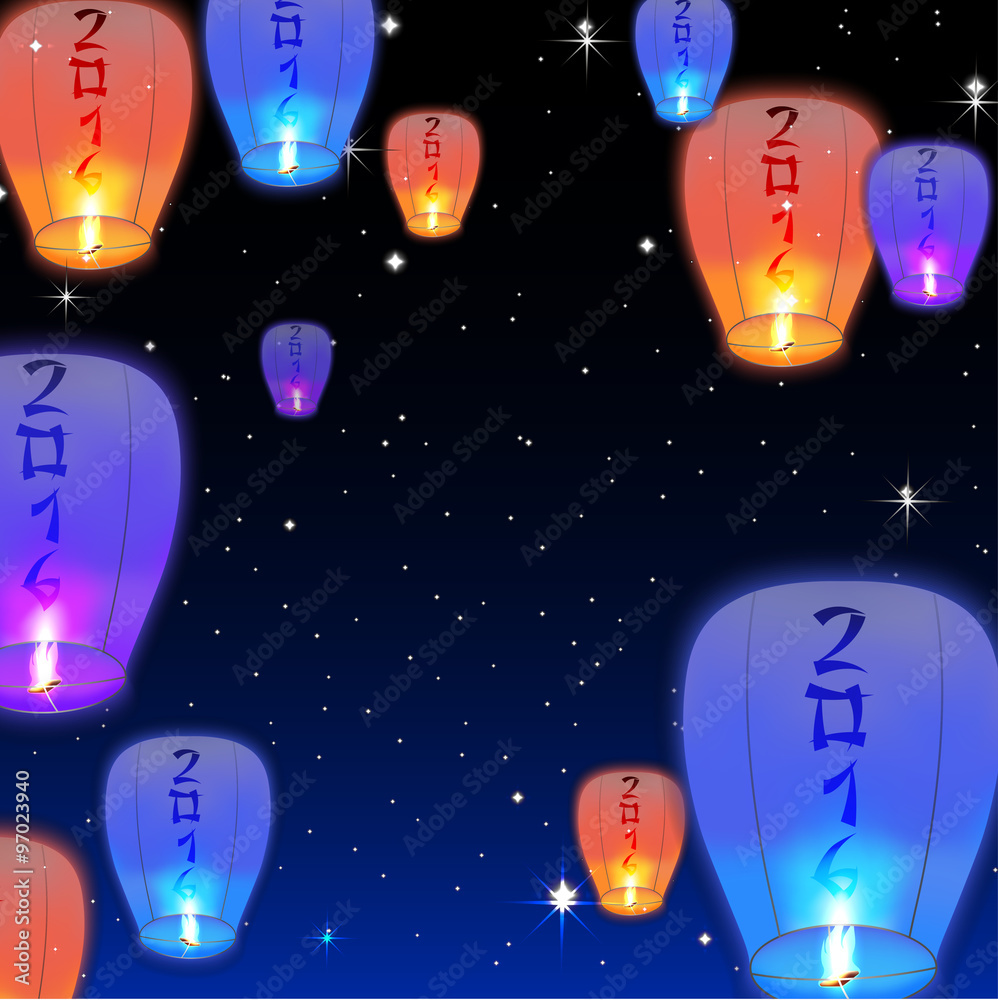 Set of images of Chinese lanterns Set of images of Chinese lanterns