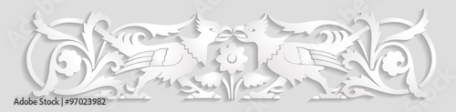 Relief bird of prey birds ornament tile structure 3D embossed stucco graphic light Vektor- Greifvogel Relief Vögel Ornament Kachel Strucktur 3D erhaben Stuck Grafik Licht Barock Gothic